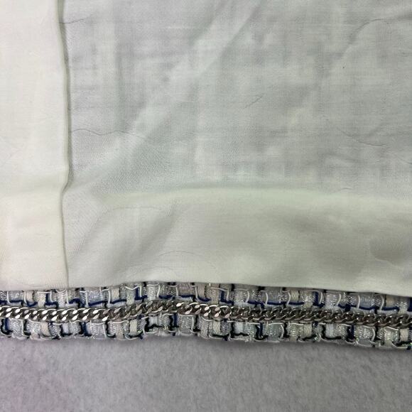 Chanel Tweed Jacket Women's 34 White & Blue Silk Blend Lining - Picture 8 of 15